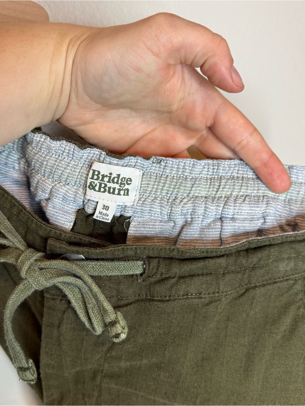 Bridge and Burn Olive Drawstring Chino Lounge Pants Green 30 - Picture 10 of 11